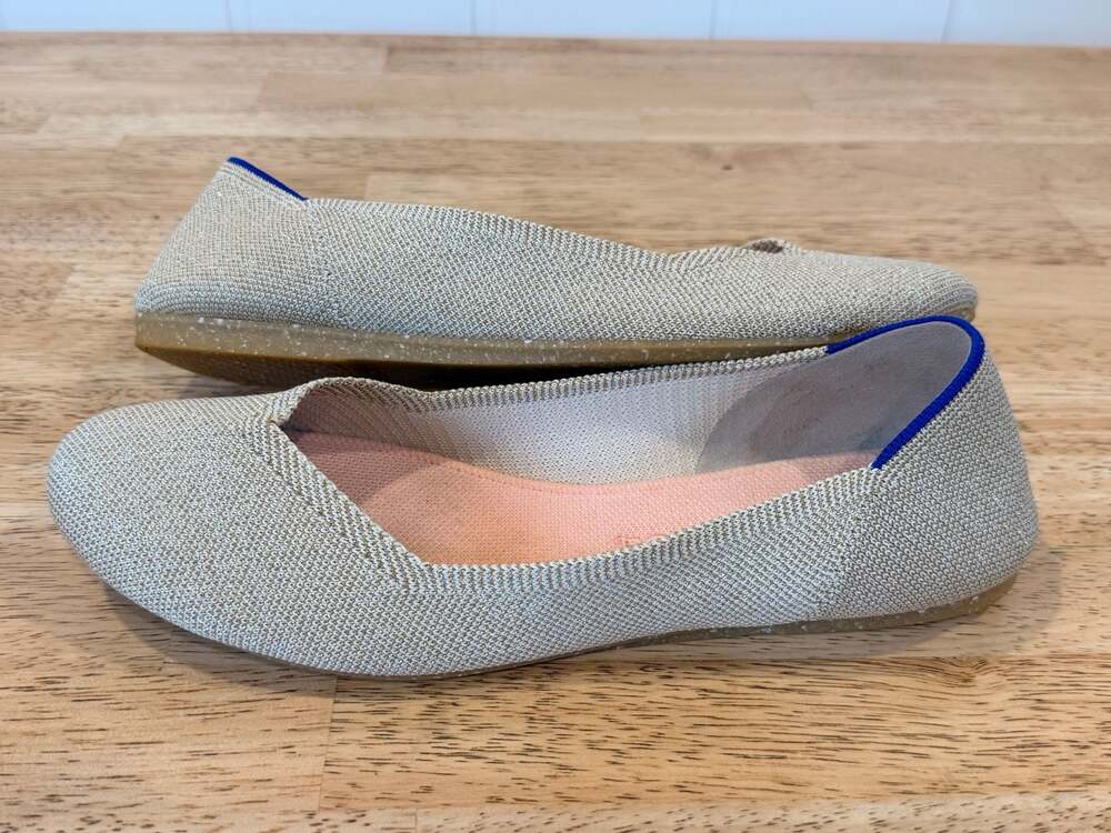 Rothy's The Flat Round-Toe Metallic Gold Knit Flats